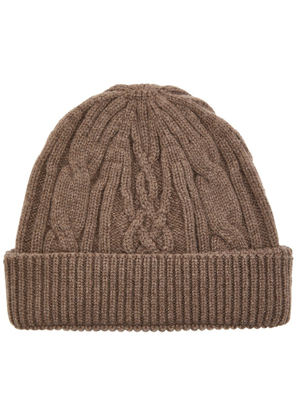 Photo: John Smedley Emery Cable-knit Cashmere and Wool-blend Beanie - Taupe - One Size
