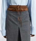 Prada Layered pleated wool midi skirt