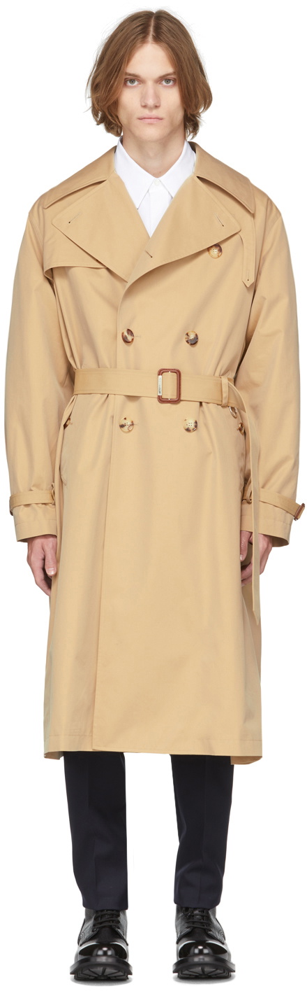 Alexander McQueen Beige Cotton Gabardine Trench Coat Alexander McQueen