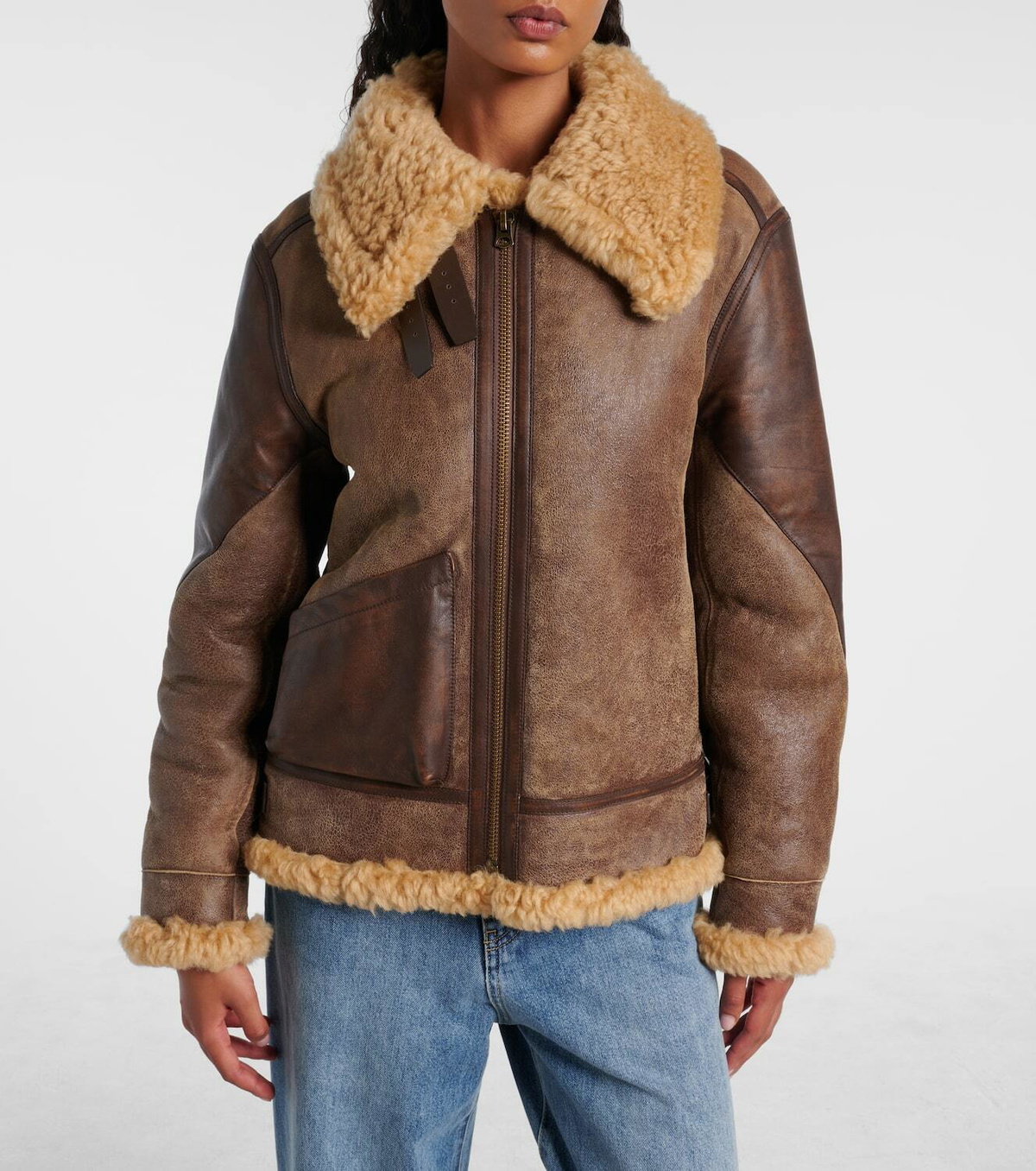 Ralph Lauren Collection Shearling-trimmed leather jacket