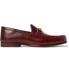 Gucci - Easy Roos Horsebit Collapsible-Heel Leather Loafers - Men - Burgundy