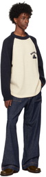 RICE NINE TEN Navy & Beige Hand Knitted Raglan Sweater
