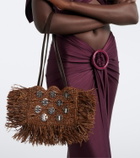 Rabanne Embellished raffia shoulder bag