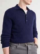 Brunello Cucinelli - Ribbed Cashmere Polo Shirt - Blue