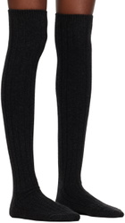 AURALEE Gray Cashmere Low Gauge Knee-High Socks