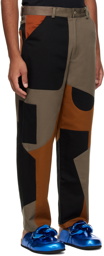 JW Anderson Khaki Patchwork Fatigue Trousers