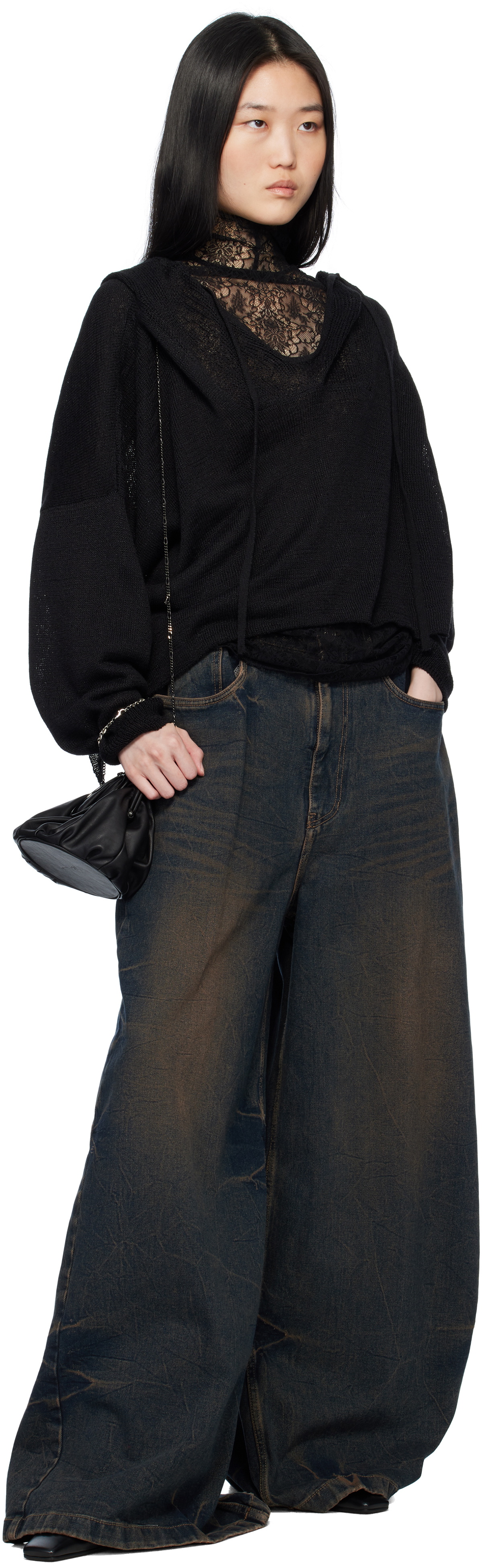 Juun.J Blue Washed Denim Wide Jeans