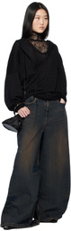 Juun.J Blue Washed Denim Wide Jeans