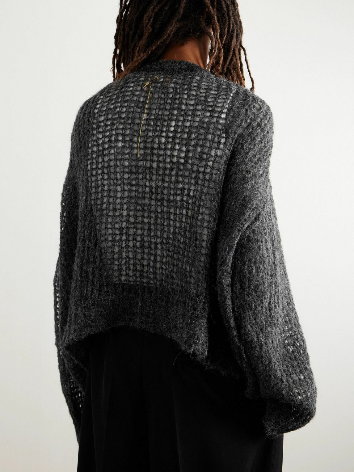 AIREI - Crocheted Alpaca-Blend Sweater - Gray AIREI