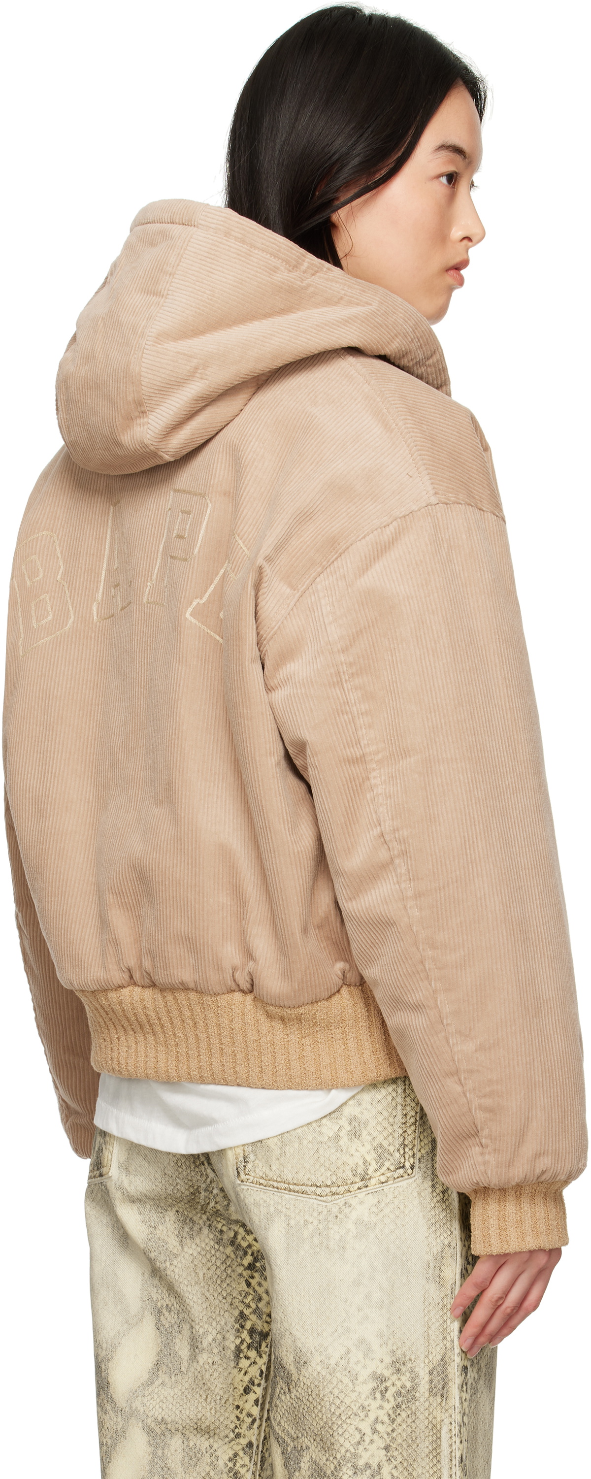 BAPE Beige Corduroy Padded Hoodie Jacket
