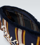 Gucci Large embroidered striped canvas pouch