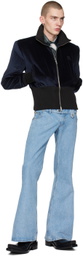 EGONlab Navy Padded Shoulders Track Jacket