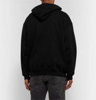 Balenciaga - Embroidered Fleece-Back Cotton-Jersey Hoodie - Black