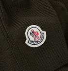 Moncler - Logo-Appliquéd Ribbed Virgin Wool Scarf - Green