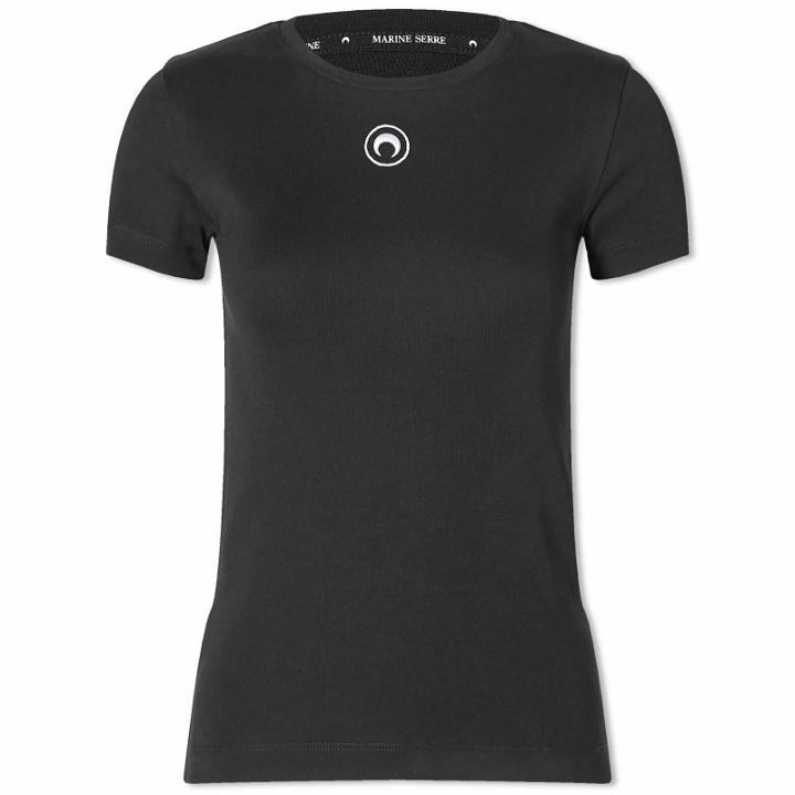 Photo: Marine Serre Women's Organic Cotton Rib T-Shirt in Black
