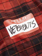VETEMENTS - Logo-Print Checked Cotton-Flannel Shirt - Red