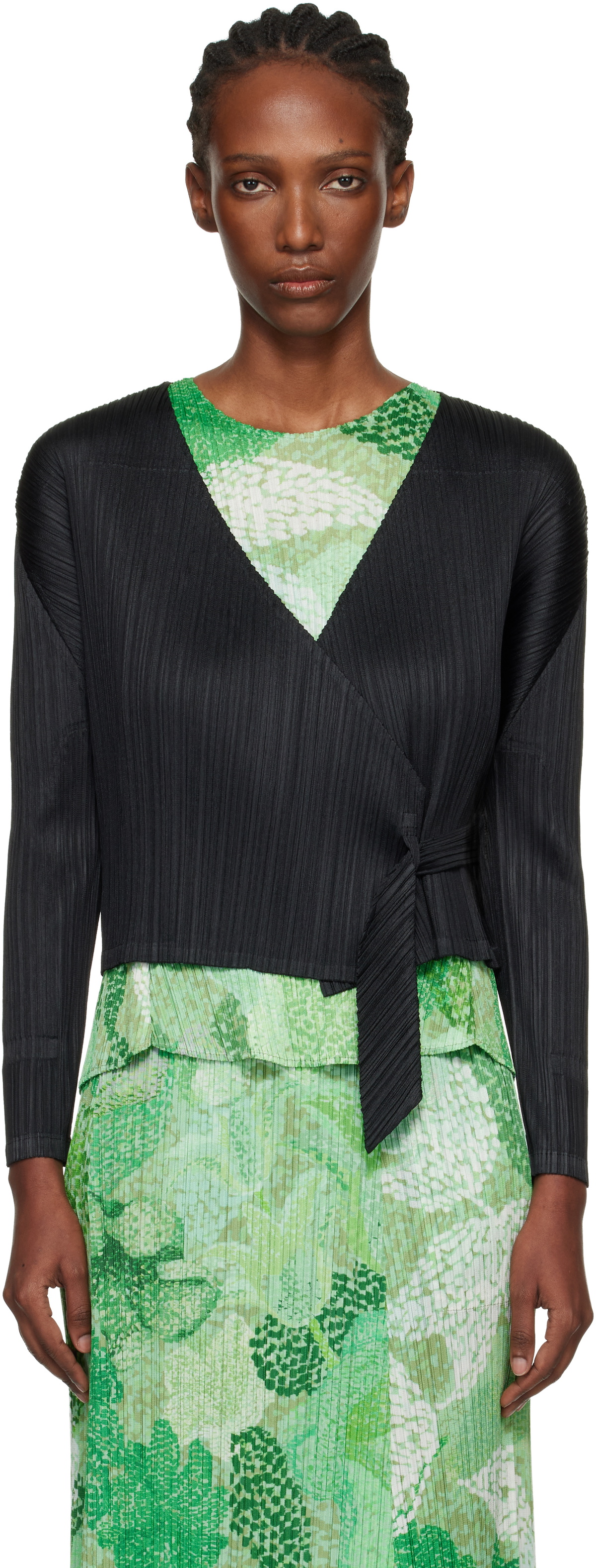 PLEATS PLEASE ISSEY MIYAKE Black Facade Cardigan