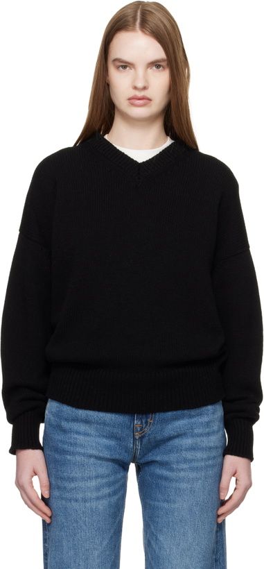 Photo: &Daughter Black Balla Slouch V-Neck Sweater