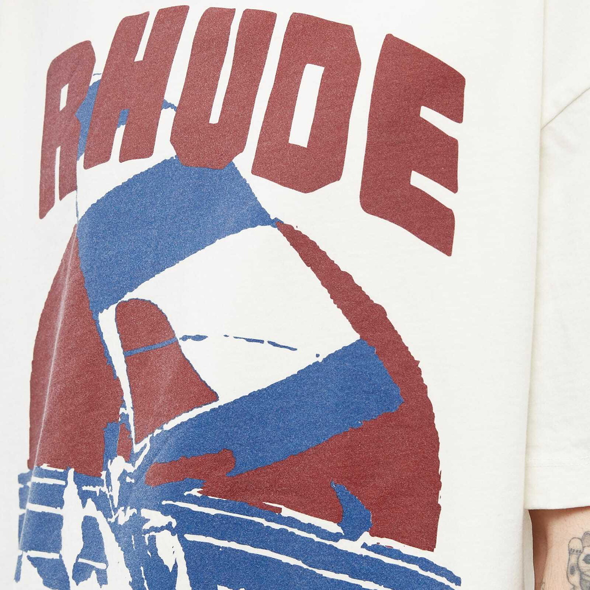 Rhude Men's Windsurf T-Shirt in Vtg White Rhude