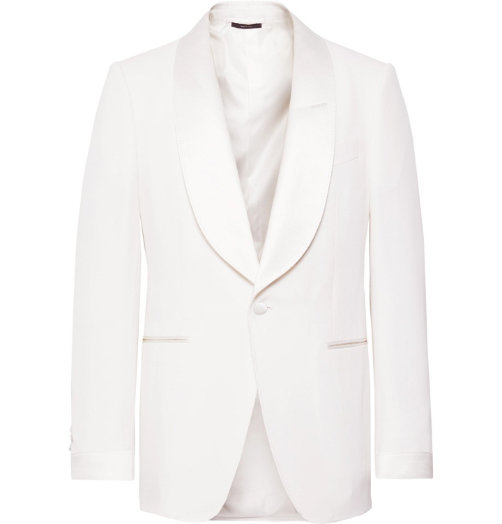 Photo: TOM FORD - Cream Shelton Slim-Fit Satin-Trimmed Wool and Mohair-Blend Tuxedo Jacket - Neutrals