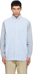 nanamica Blue & Gray Button Down Stripe Storm Shirt