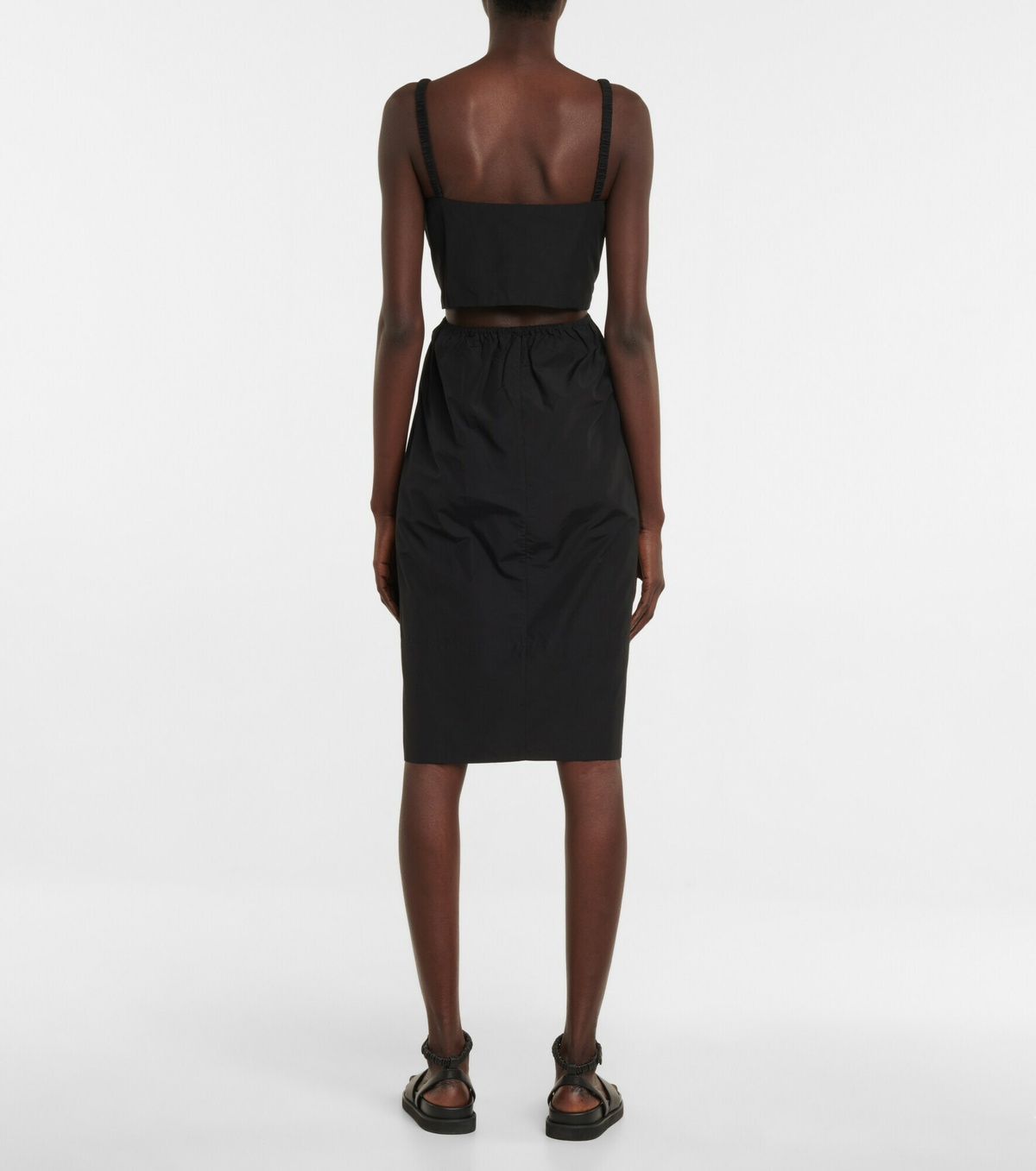 Deveaux New York - Sky cotton-blend poplin midi dress