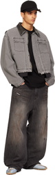 We11done Gray Cut-Out Work Jacket