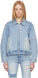 TheOpen Product Blue Washed Denim Bomber Jacket