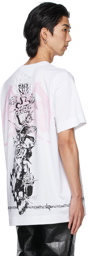 Givenchy White & Pink Gothic Print T-Shirt