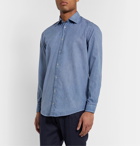 Massimo Alba - Watercolour-Dyed Micro-Checked Cotton Shirt - Blue
