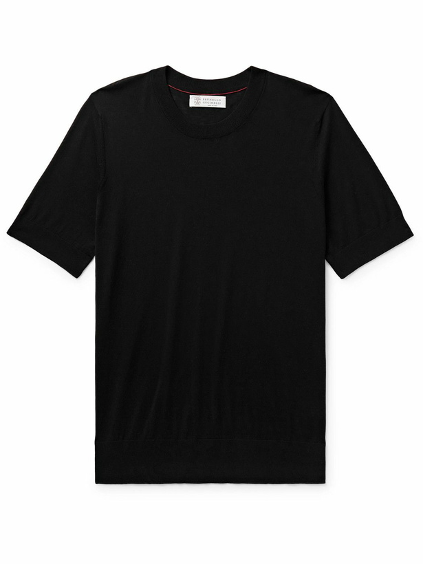 Photo: Brunello Cucinelli - Cotton and Silk-Blend T-Shirt - Black