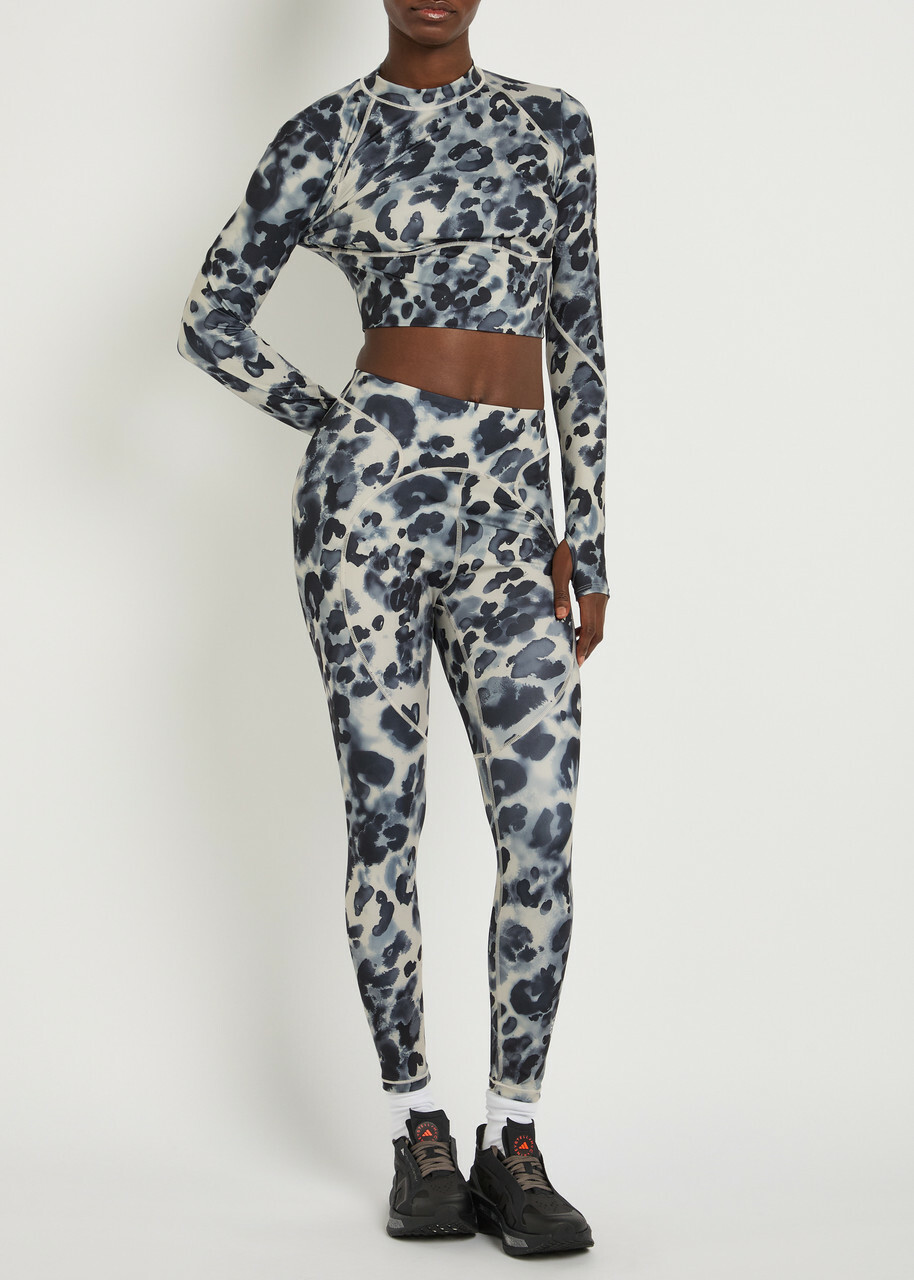 Adidas X Stella Mccartney 7/8 Printed Stretch-jersey Leggings Multicoloured