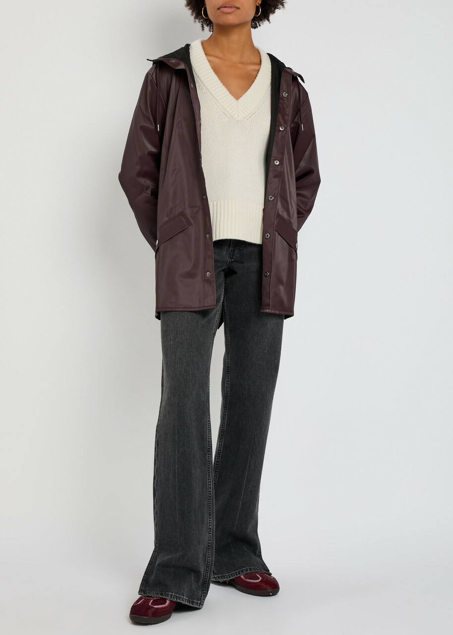 Rains W3 Hooded Rubberised Jacket Burgundy