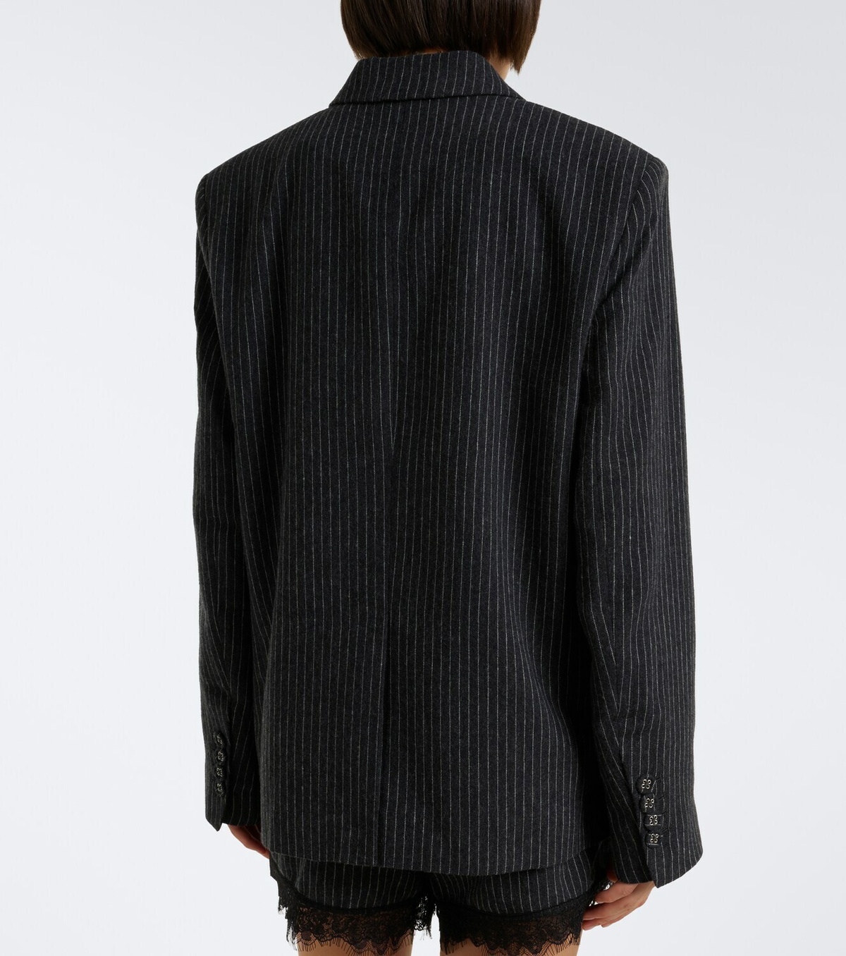 Ganni Pinstripe flannel blazer
