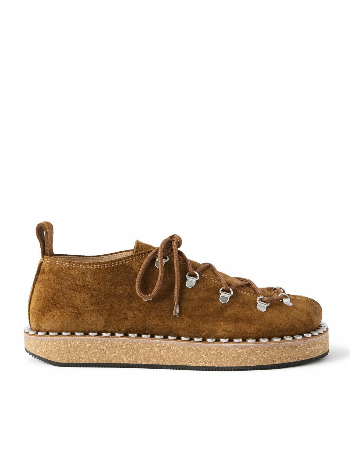 LOEWE - Rivet Studded Suede Shoes - Brown