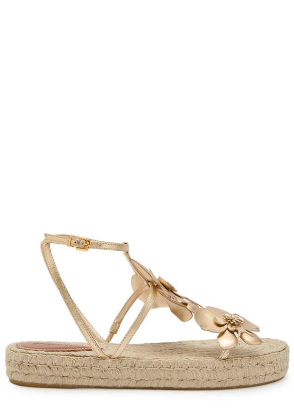 Photo: Zimmermann Orchid Metallic Leather Espadrille Sandals Gold