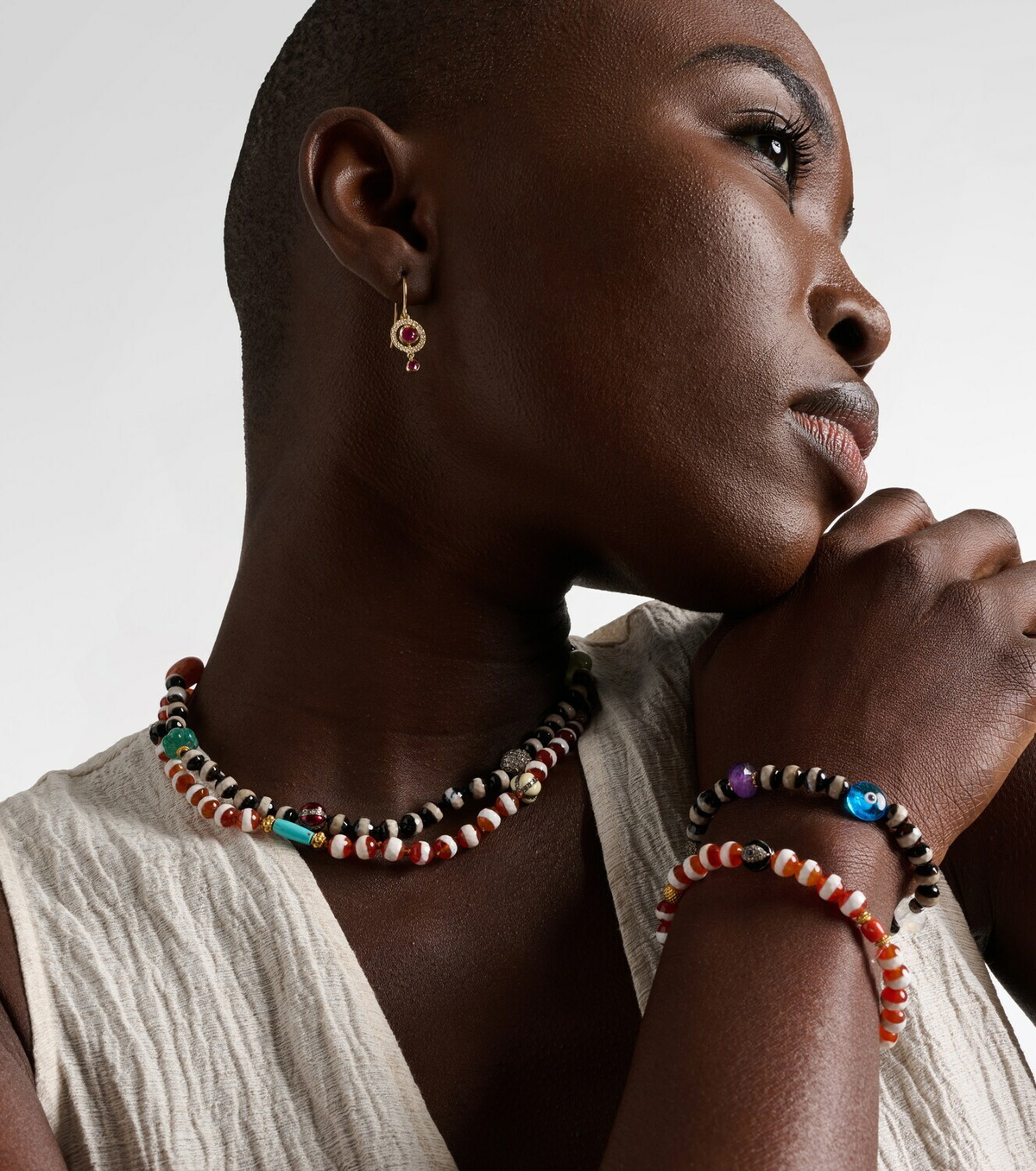 Ileana Makri Globetrotter beaded necklace with gemstones