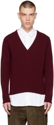 Husbands Burgundy V-Neck Sweater