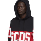 GCDS Black and Red Band Logo Hoodie