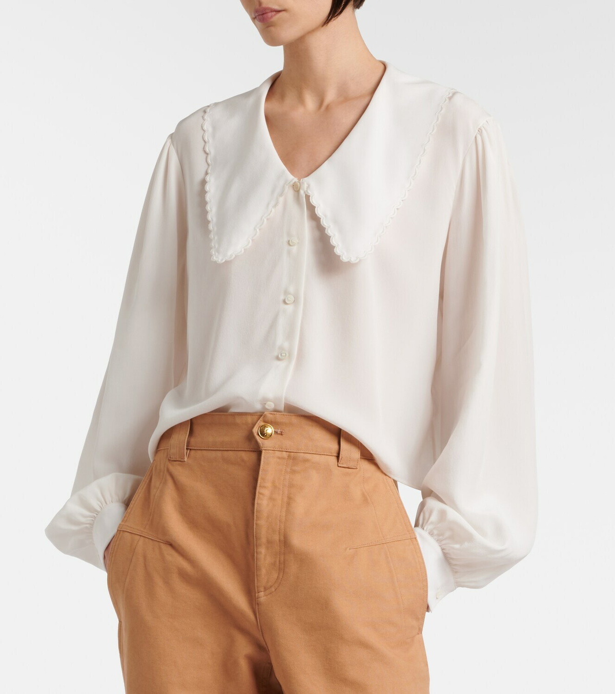 Chloé Scalloped silk shirt