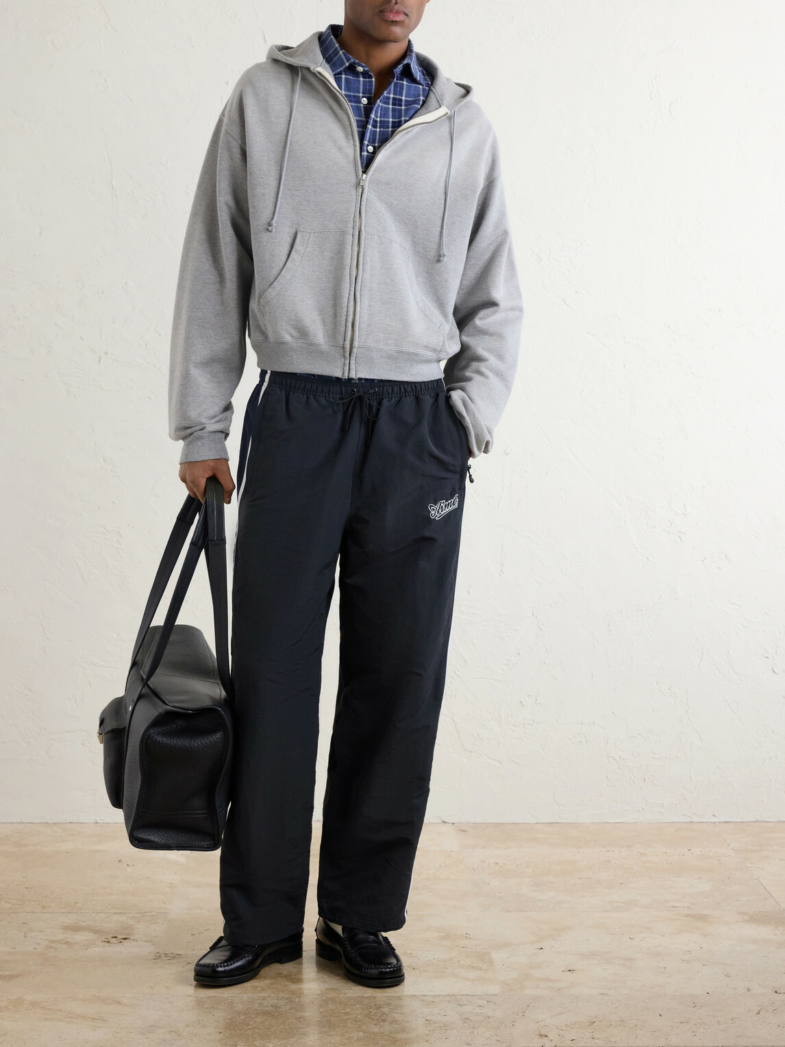 Aimé Leon Dore - Straight-Leg Logo-Embroidered Striped Shell Sweatpants - Black