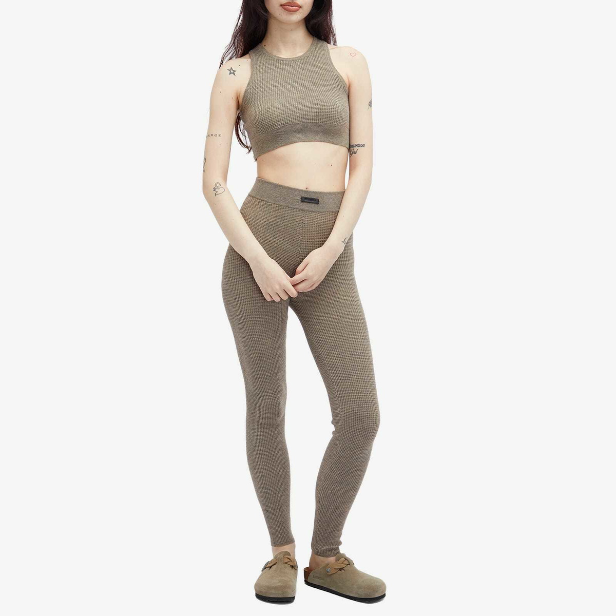 Fear of God ESSENTIALS Women's Waffle Sport Tank Top in Heather Gray