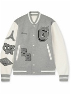 Givenchy - Logo-Appliquéd Wool-Blend and Leather Varsity Jacket - Gray
