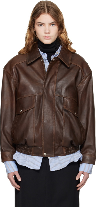 Photo: Dunst Brown Oversized Vintage Leather Jacket