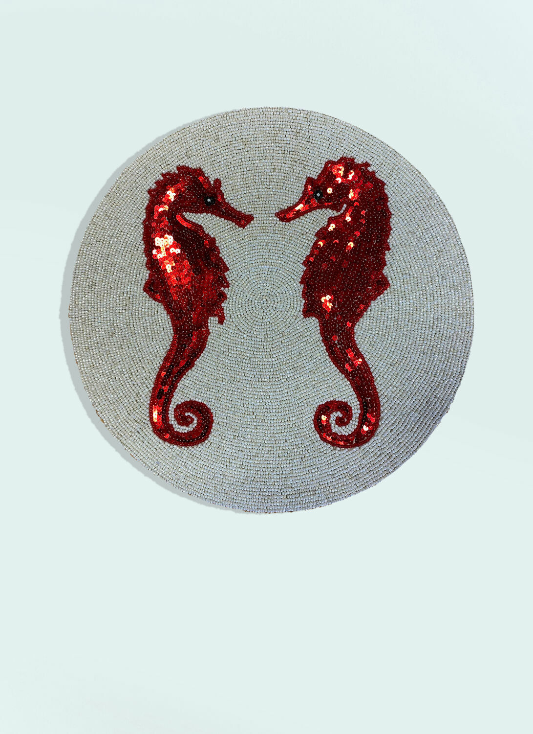 Les-Ottomans Set Of Two Seahorse Beaded Placemats
