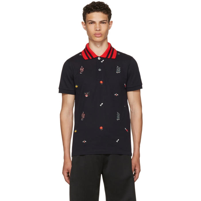Photo: Gucci Navy Embroidered Polo 