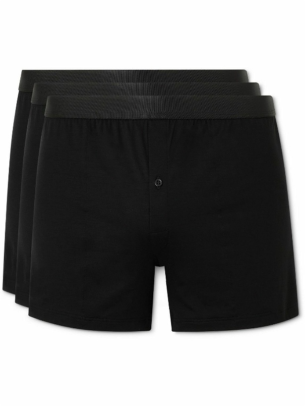 Photo: CDLP - Three-Pack Slim-Fit Stretch-Lyocell Boxer Shorts - Black