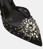 Rene Caovilla Crystal-embellished slingback pumps