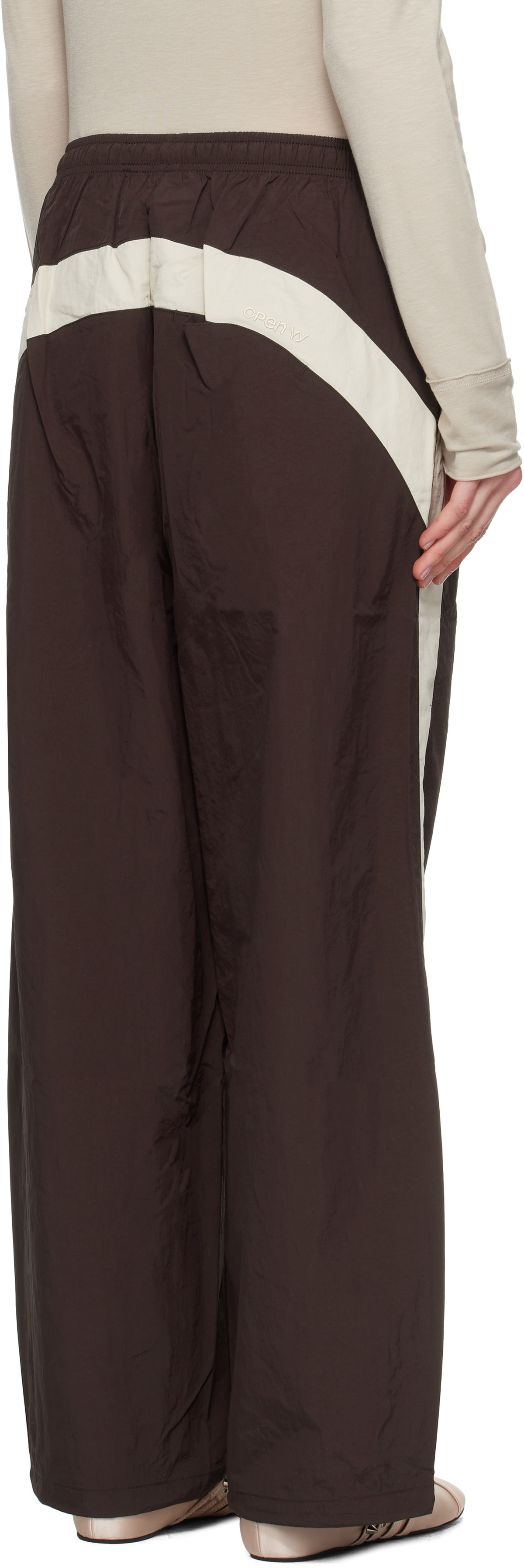 OPEN YY Brown & Beige YY Color Block Lounge Pants OPEN YY