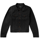 Saint Laurent - Leather-Trimmed Denim Jacket - Men - Black